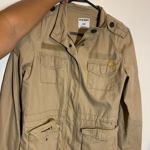 Tan Army Jacket with Patches